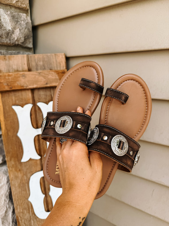 Concho Sandal: Brown