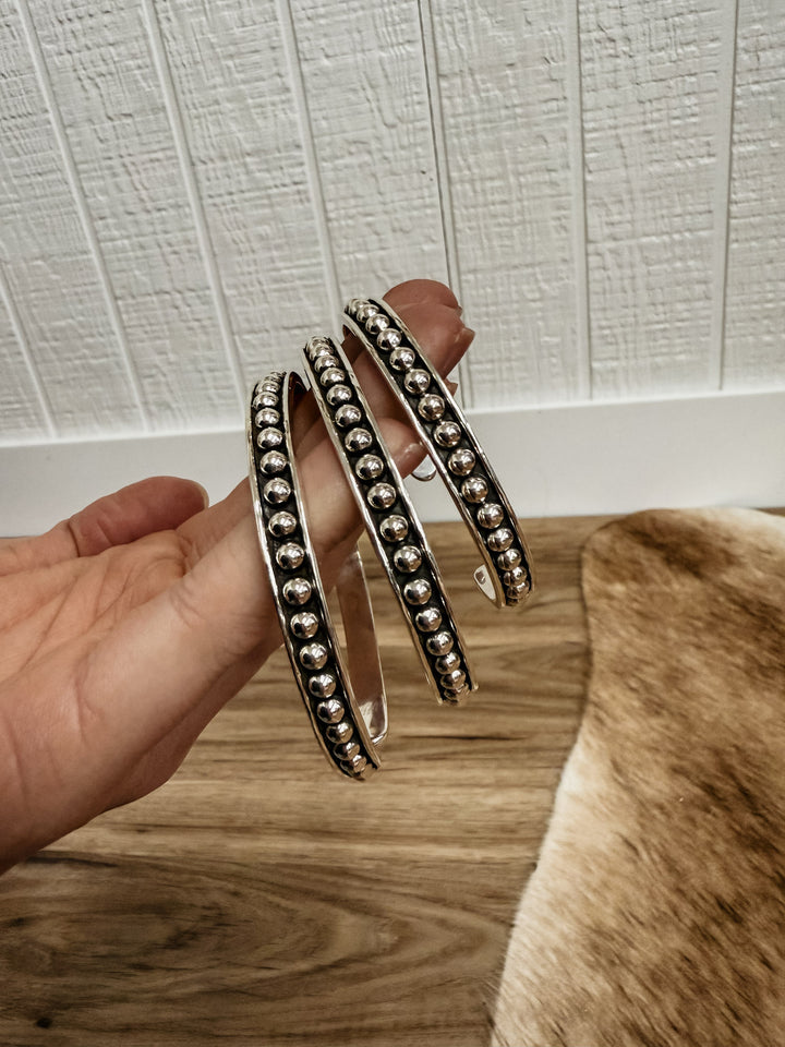 4mm Silver Beaded Cuff