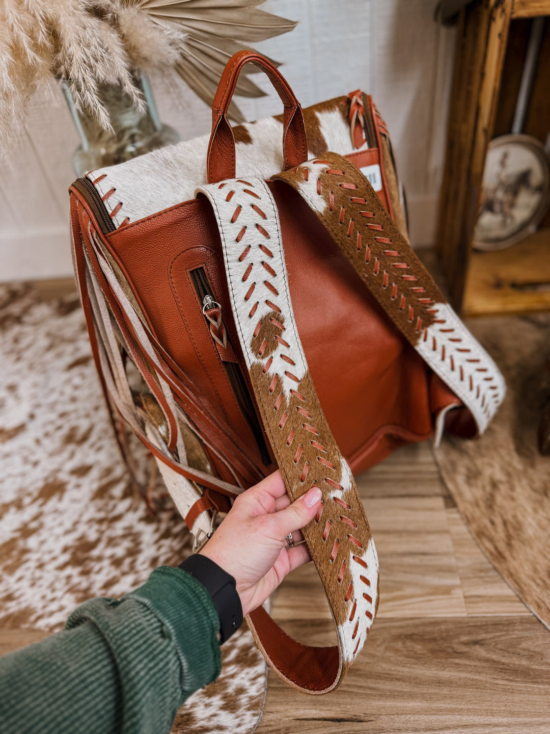 LuLu Fringe Cowhide Backpack #1
