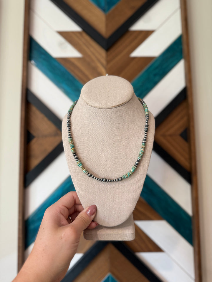 18” Red River Turquoise & Navajo Pearl Necklace
