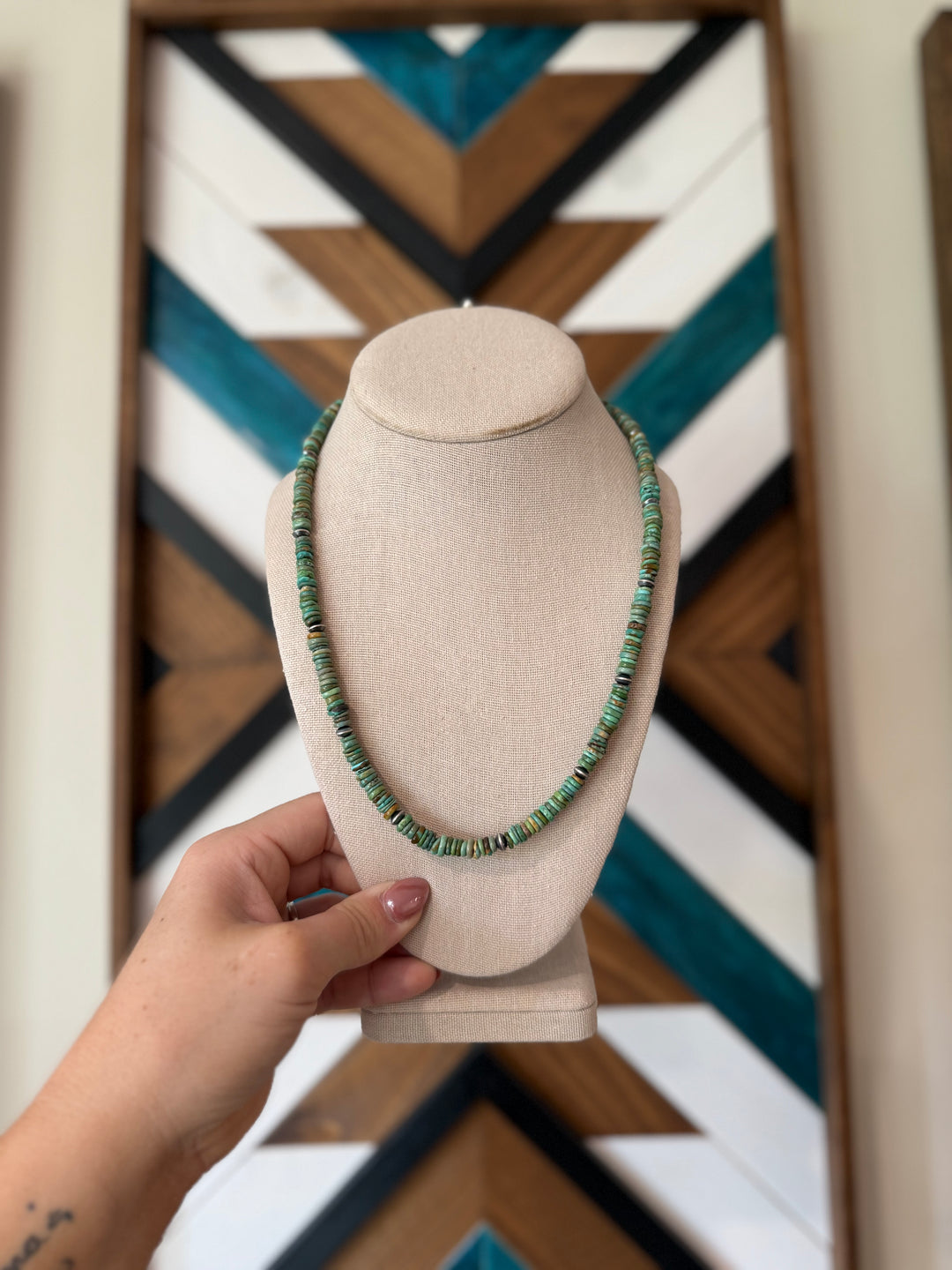 20” Red River Turquoise & Navajo Pearl Necklace