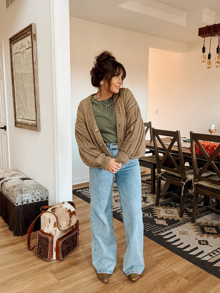 Chunky Knit Cardigan: Mocha