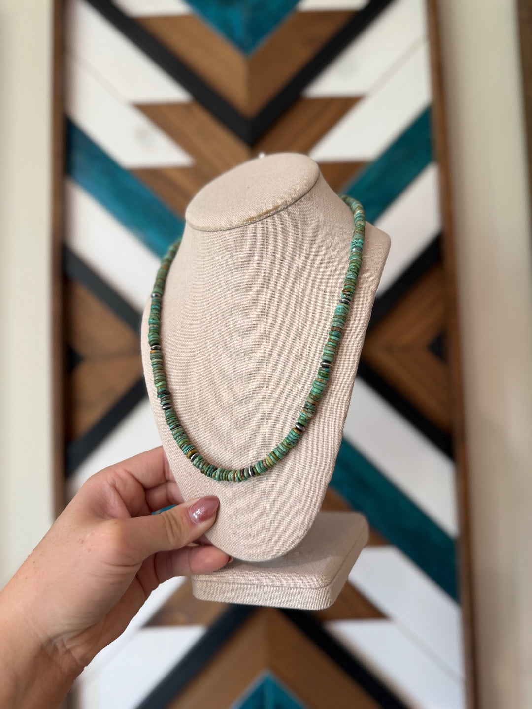 20” Red River Turquoise & Navajo Pearl Necklace