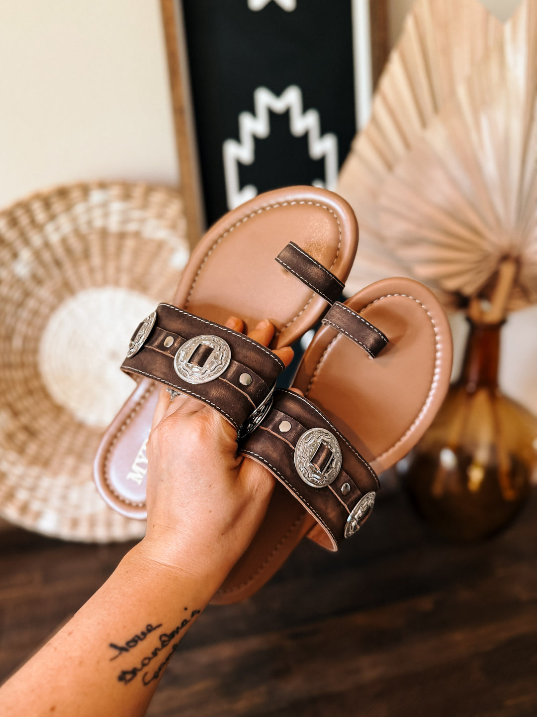 Concho Sandal: Brown