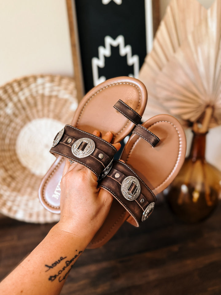 Concho Sandal: Brown