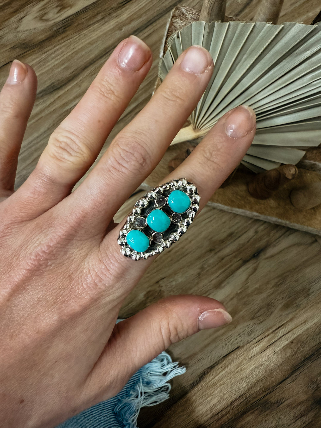 3 Stone Kingman Turq Ring