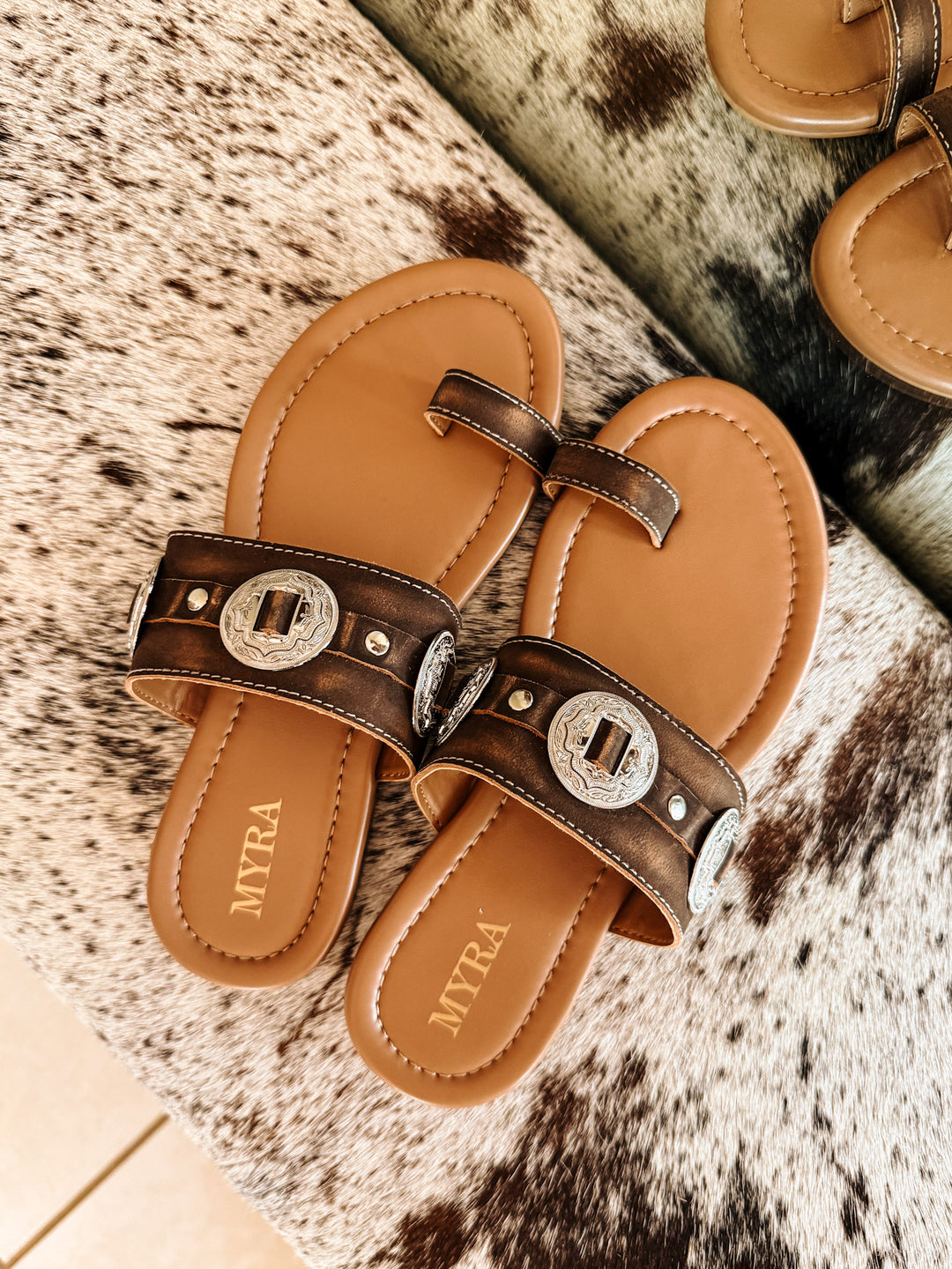 Concho Sandal: Brown