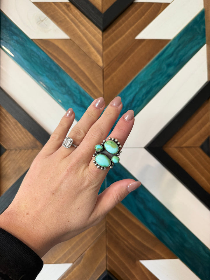 Eli Skeets Sonoran Gold Turquoise Ring Size 7.5