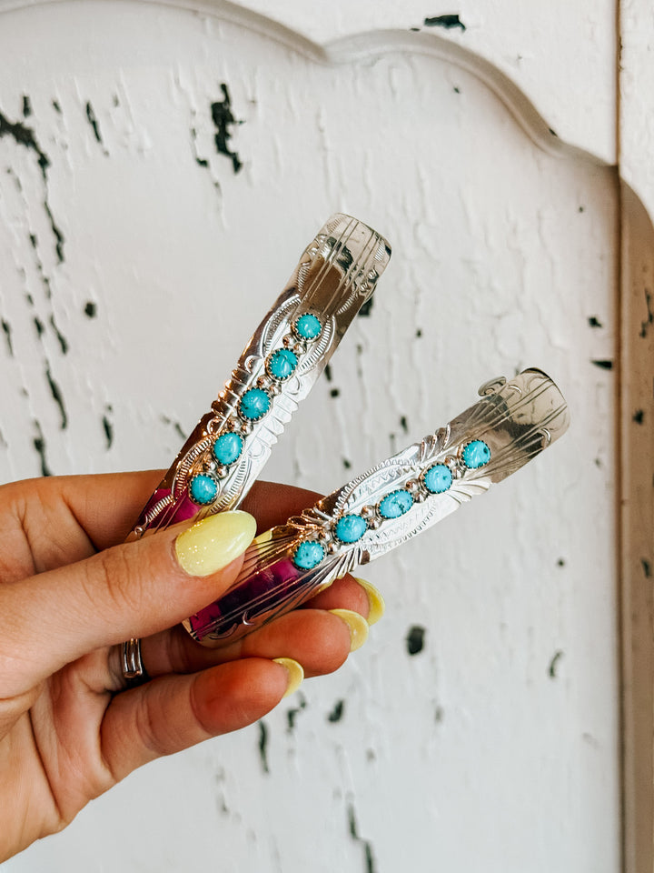 Turquoise & Silver Hair Jewelry