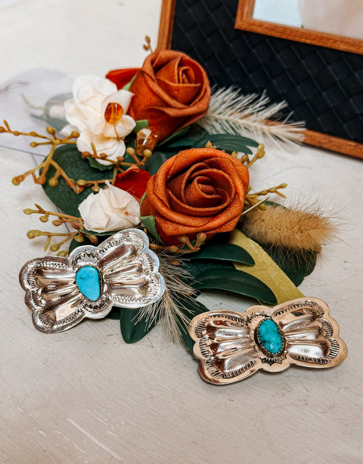 Turquoise Concho Bow Hair Jewelry