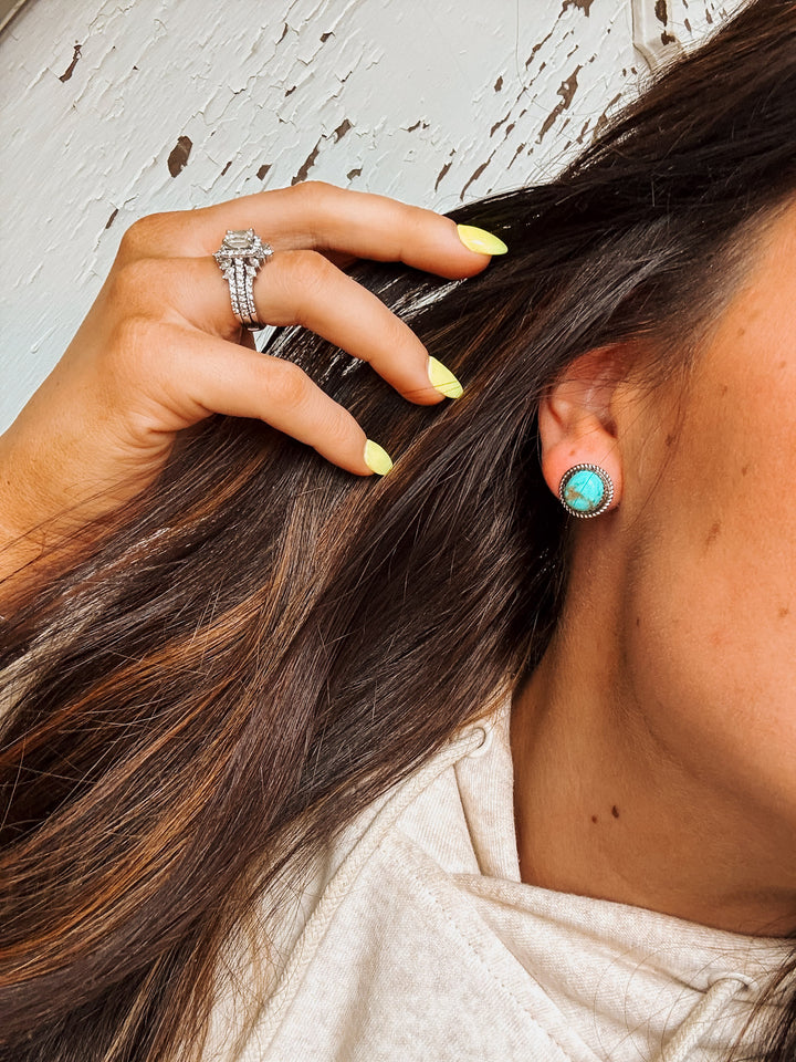 Single Stone Turquoise Earrings