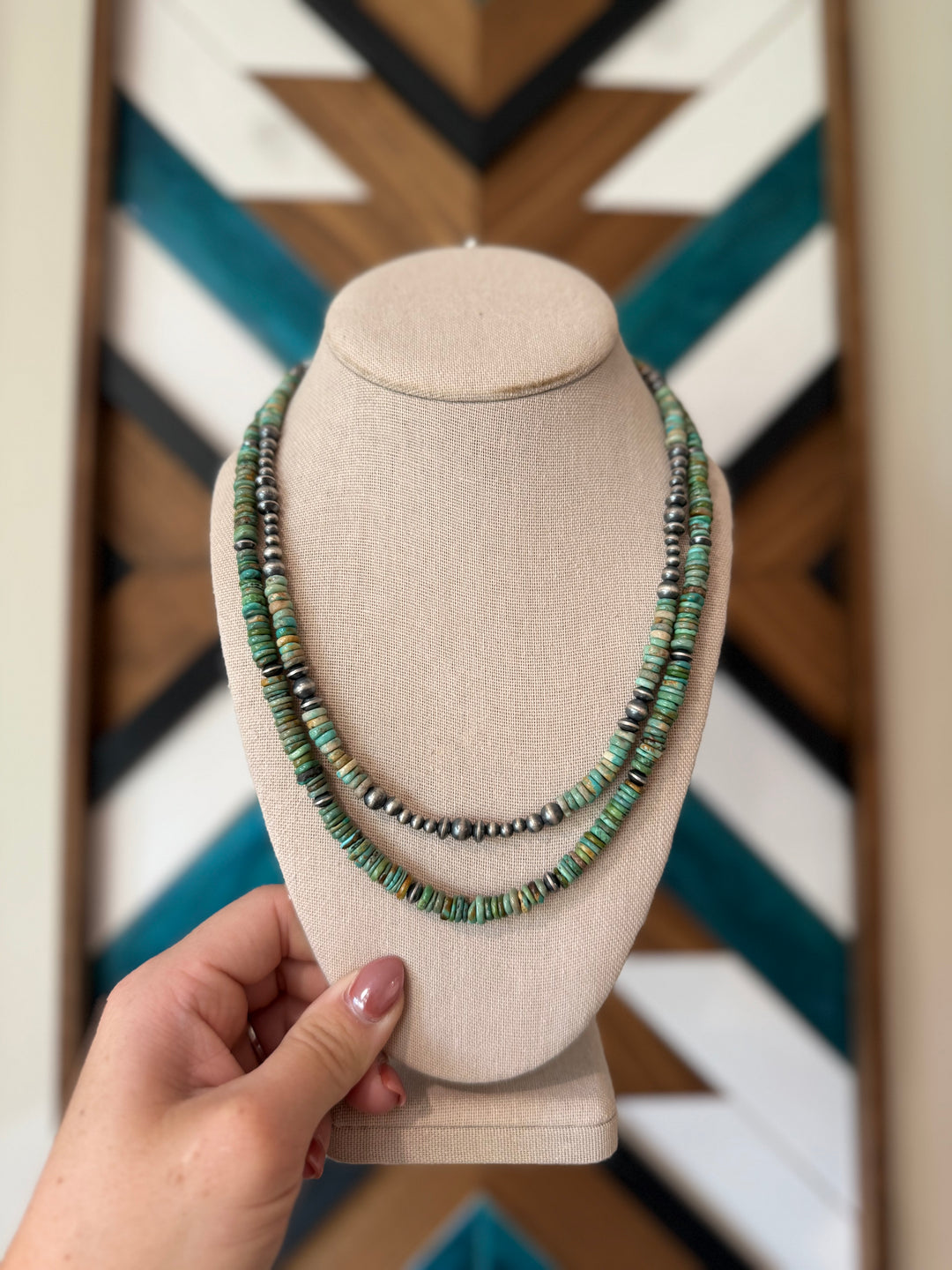 18” Red River Turquoise & Navajo Pearl Necklace