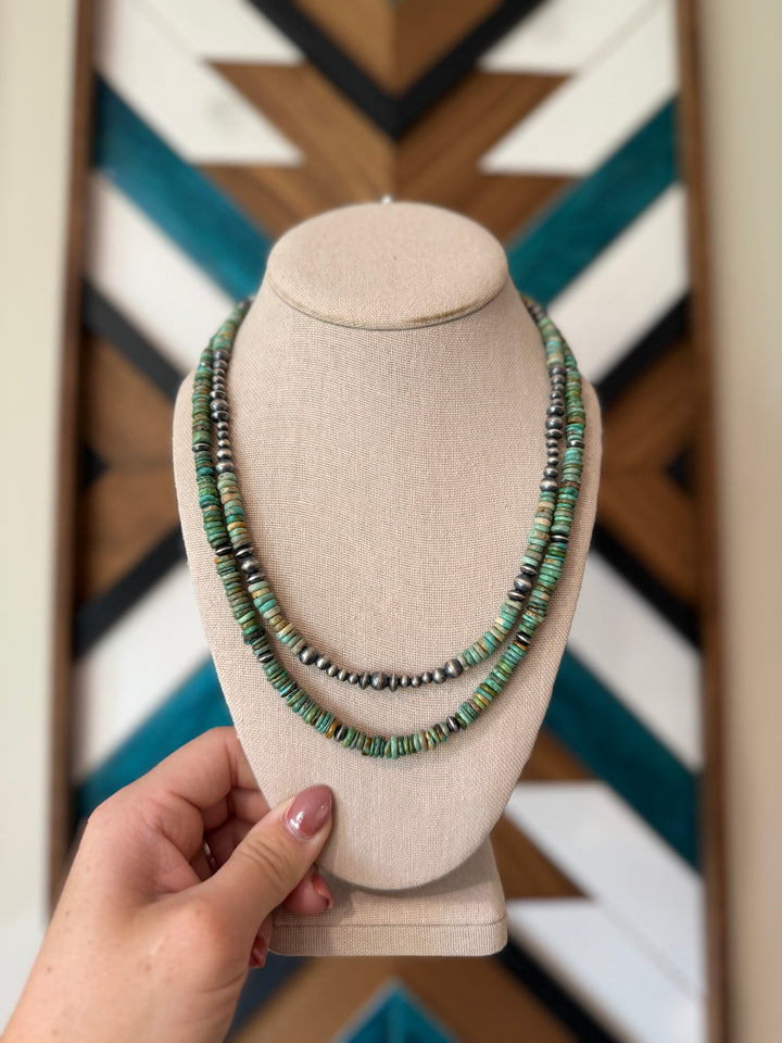 18” Red River Turquoise & Navajo Pearl Necklace