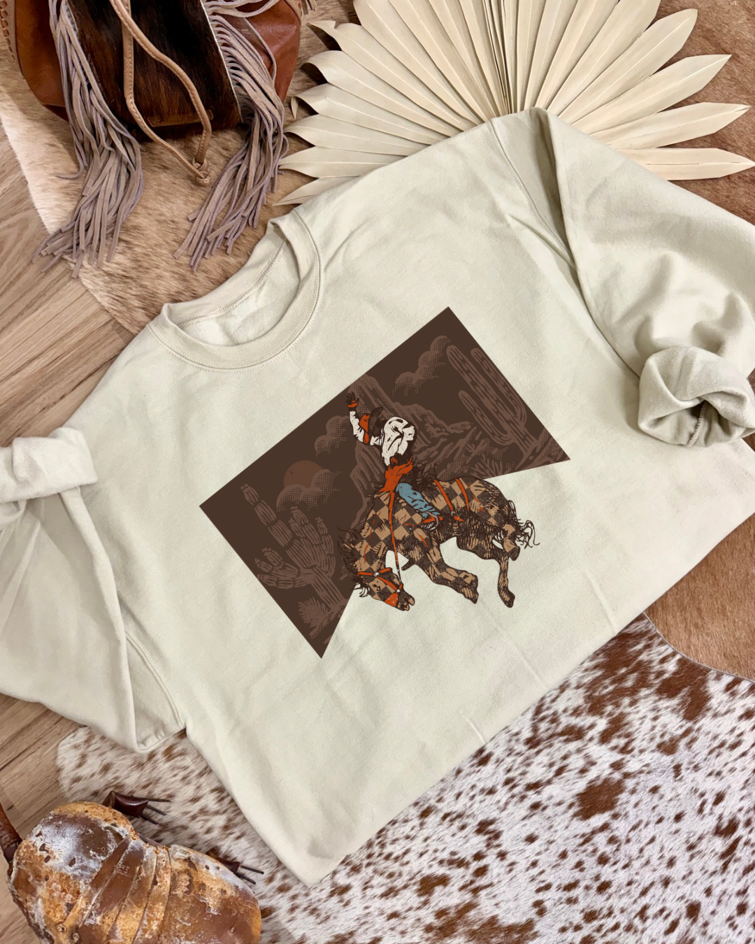 Checkered Bronk Desert Scene Crewneck