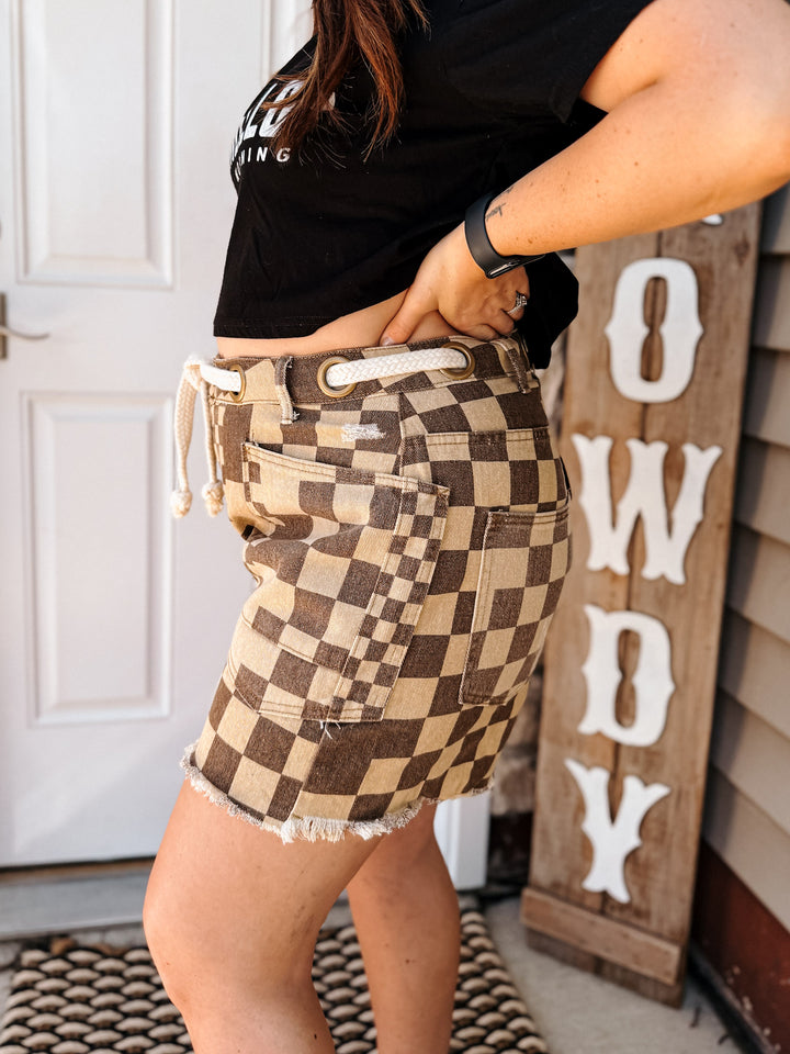Cocoa Check Shorts