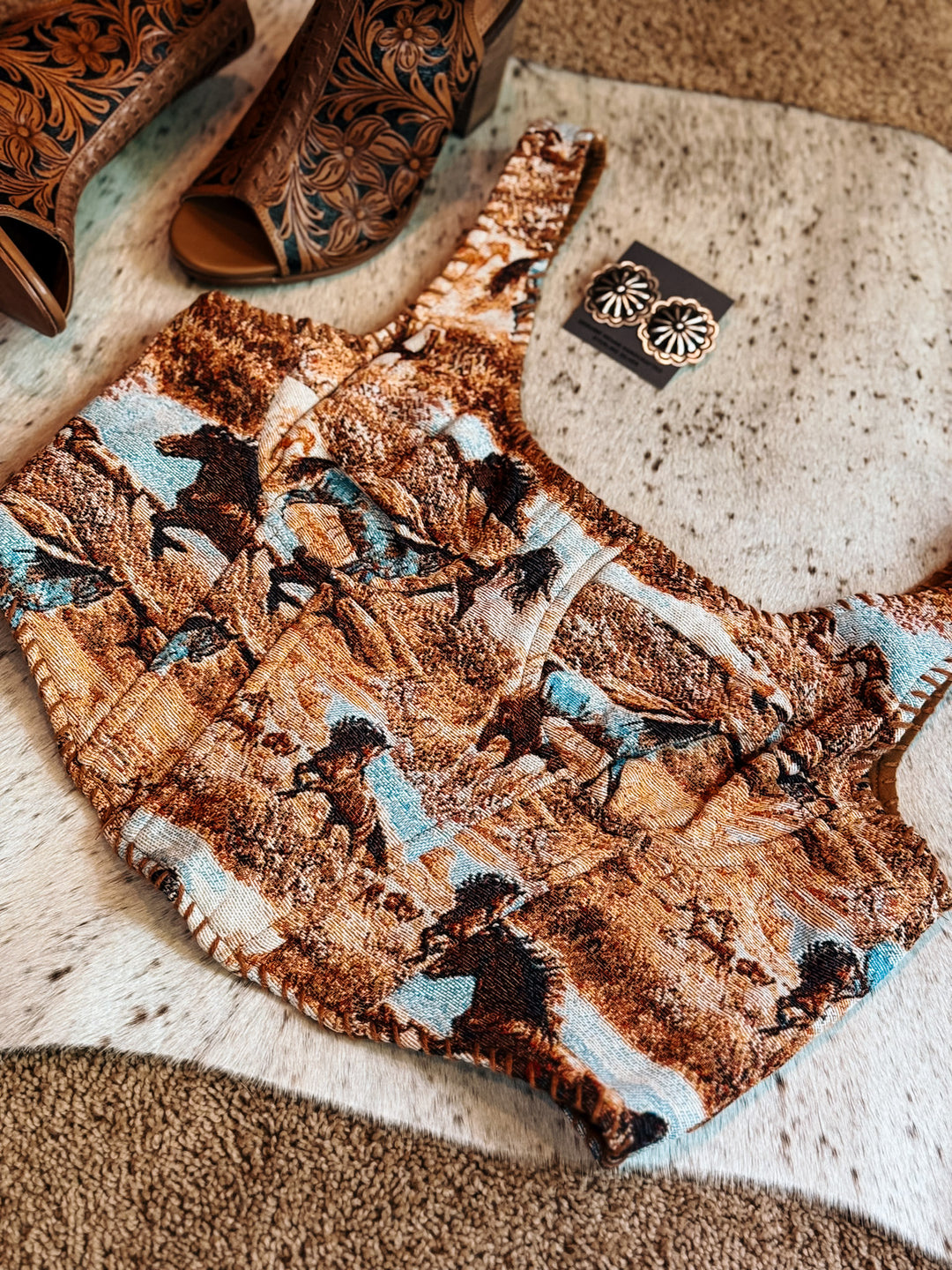 Wild Horses Corset Top with Straps