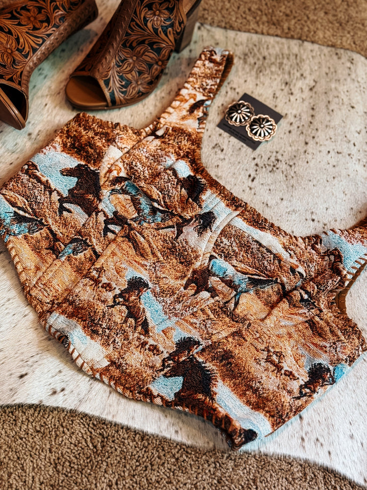 Wild Horses Corset Top with Straps