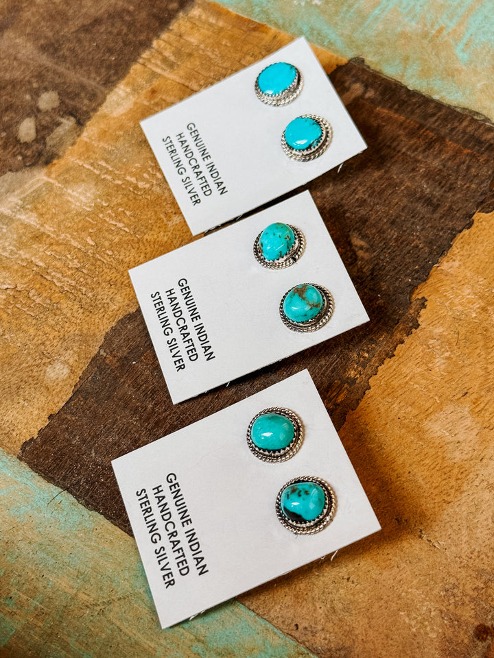 Single Stone Turquoise Earrings