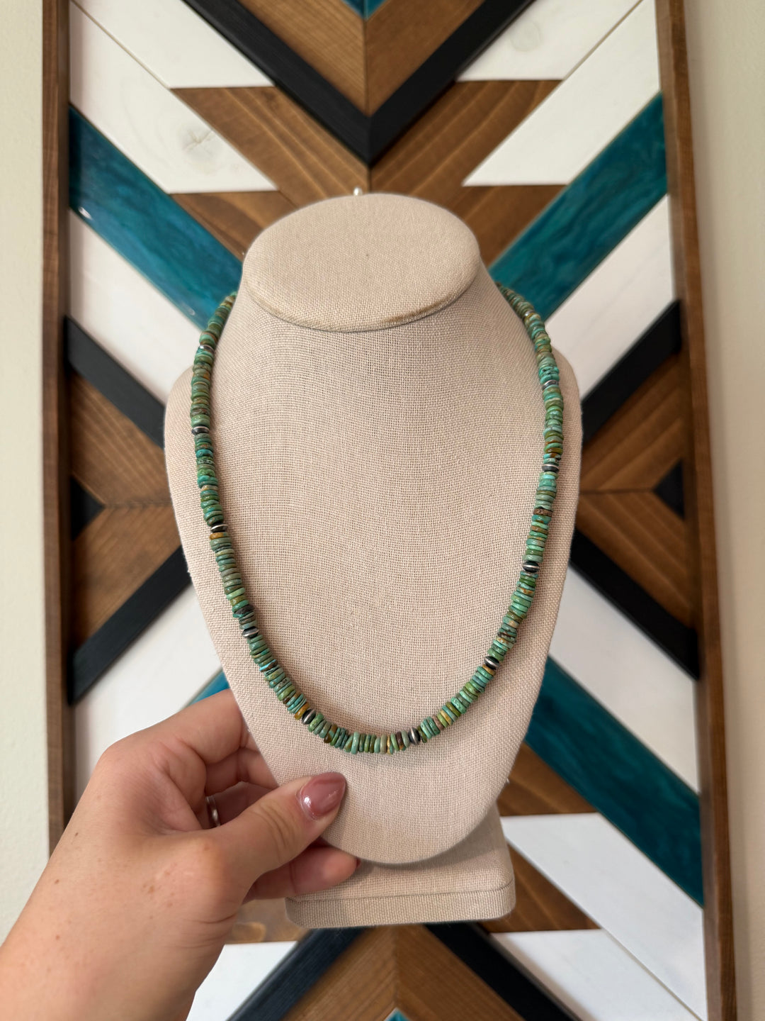 20” Red River Turquoise & Navajo Pearl Necklace