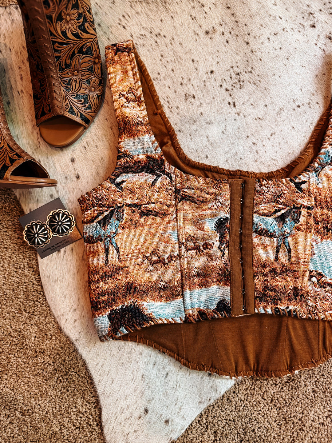 Wild Horses Corset Top with Straps