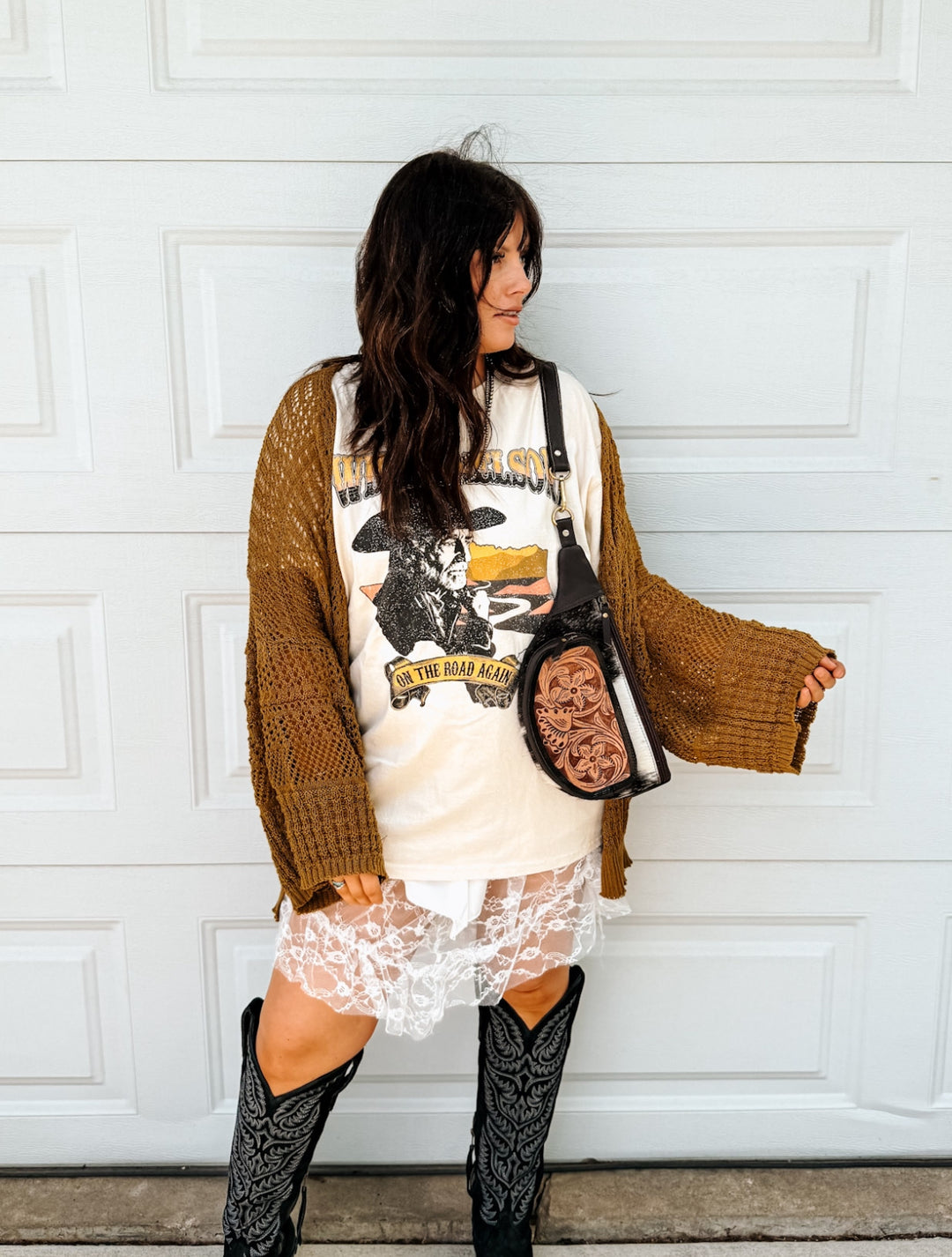 Reagan Crochet Cardigan: Bronze