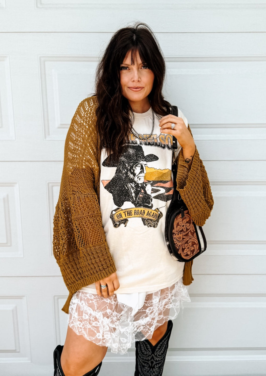 Reagan Crochet Cardigan: Bronze
