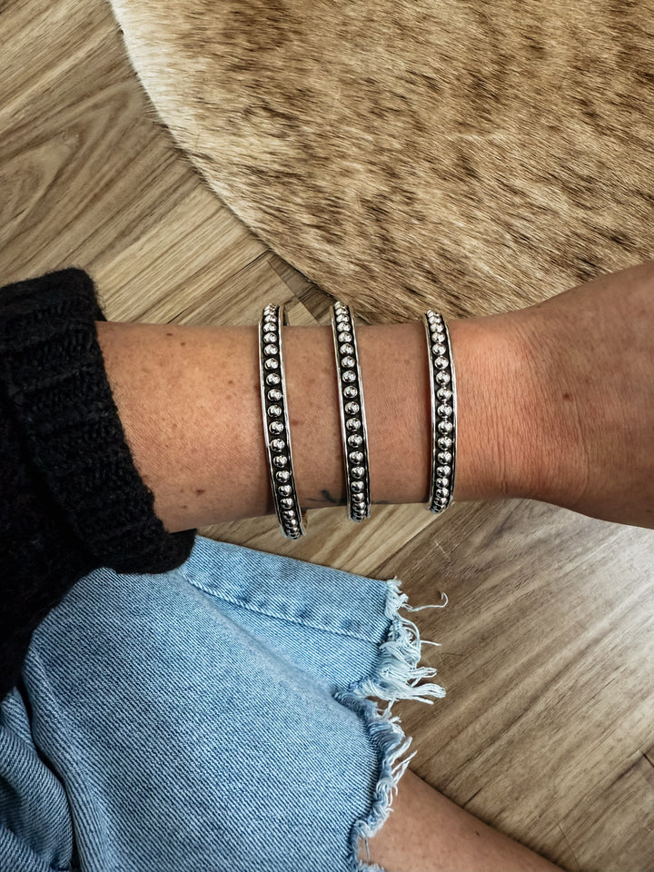 4mm Silver Beaded Cuff