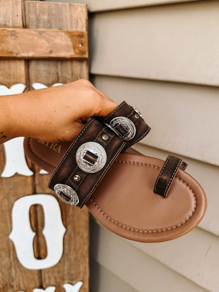 Concho Sandal: Brown