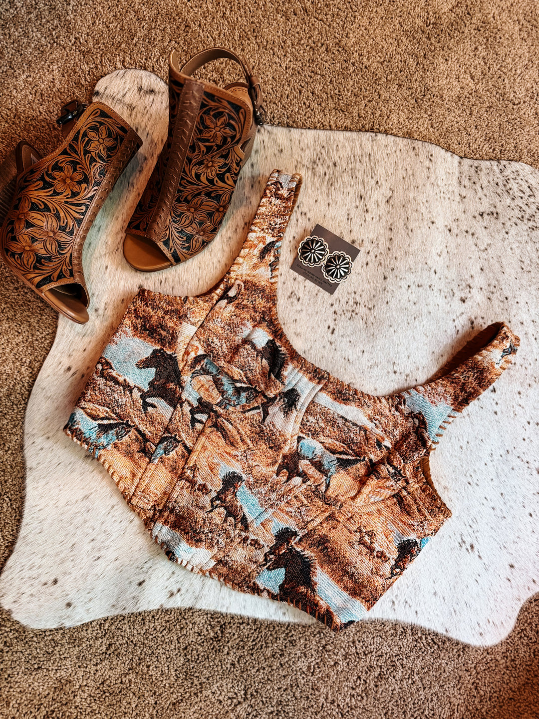Wild Horses Corset Top with Straps