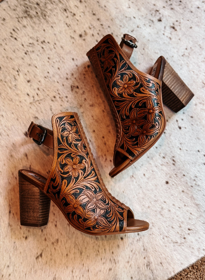 Dodge Town Tooled Heel Booties