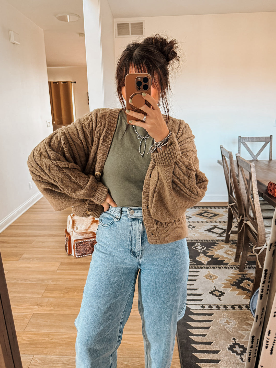 Chunky Knit Cardigan: Mocha