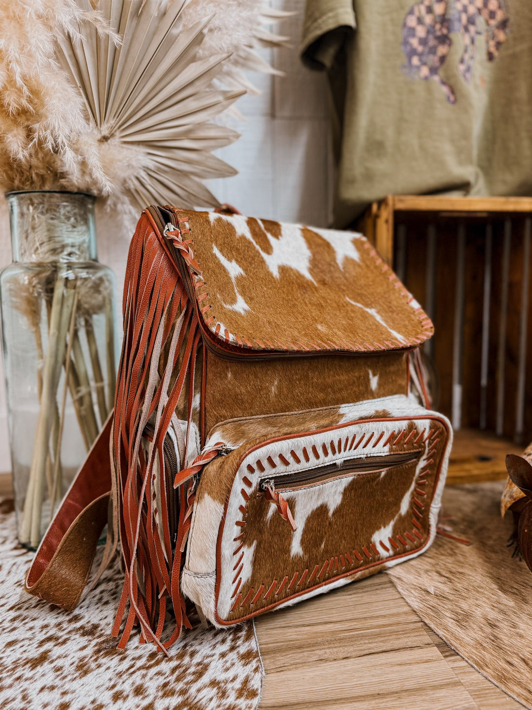 LuLu Fringe Cowhide Backpack #1