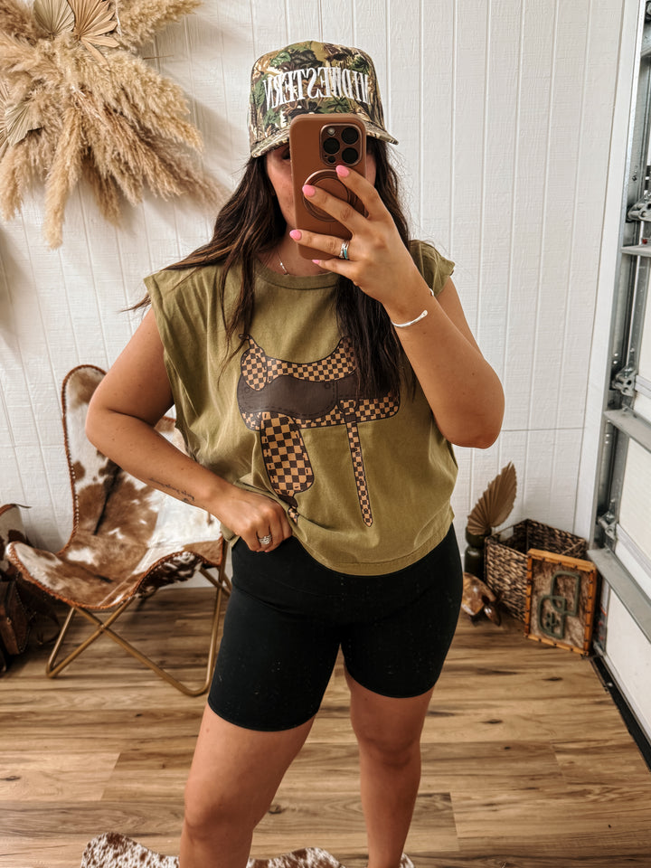 Check Your Saddle Boyfriend Tank