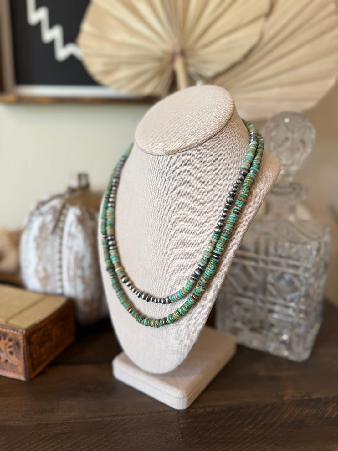 18” Red River Turquoise & Navajo Pearl Necklace