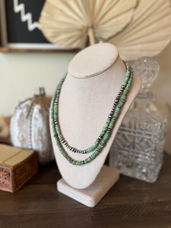 18” Red River Turquoise & Navajo Pearl Necklace