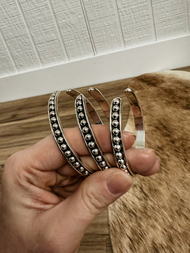 4mm Silver Beaded Cuff