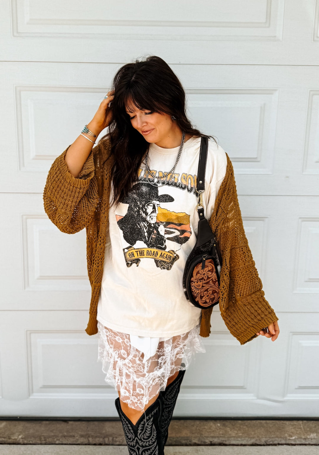 Reagan Crochet Cardigan: Bronze