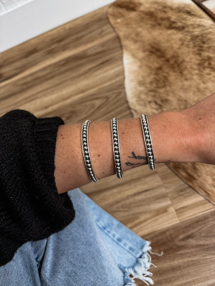 4mm Silver Beaded Cuff