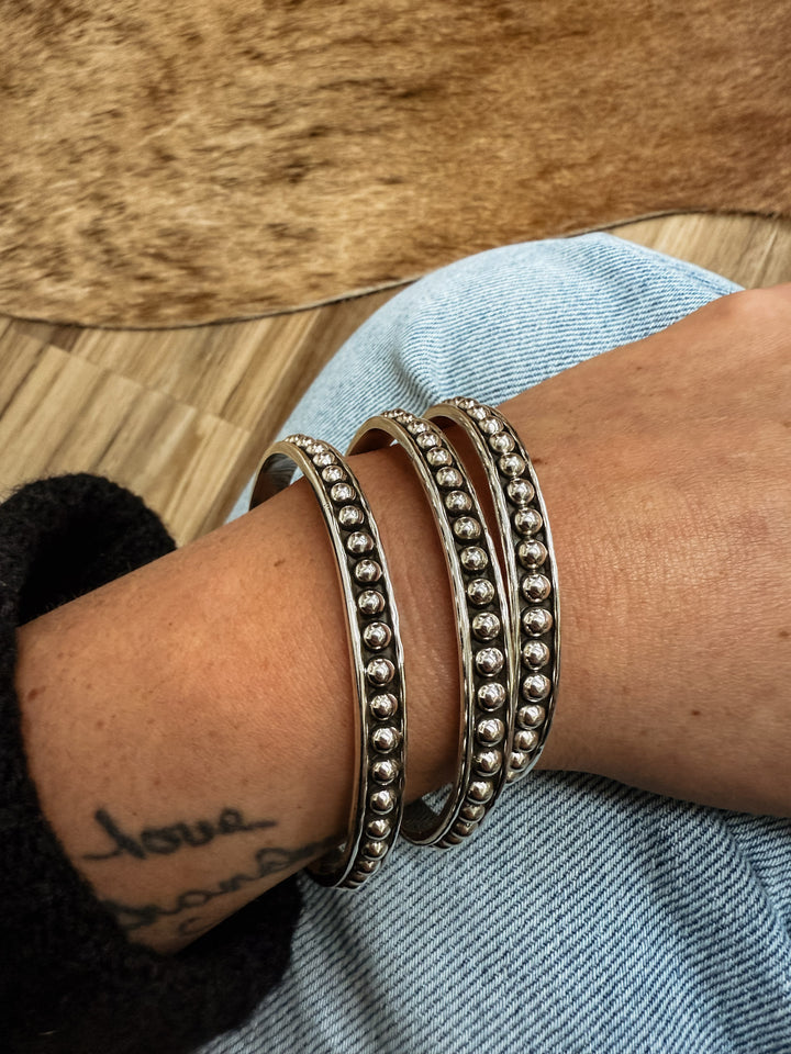4mm Silver Beaded Cuff