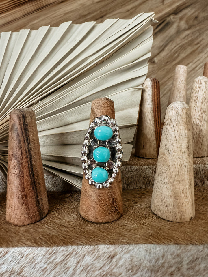 3 Stone Kingman Turq Ring
