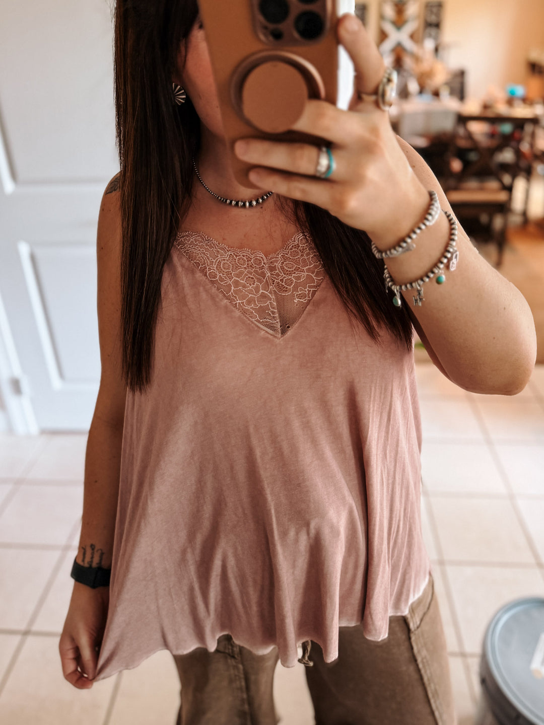 POL Lace Cami: Desert Rose