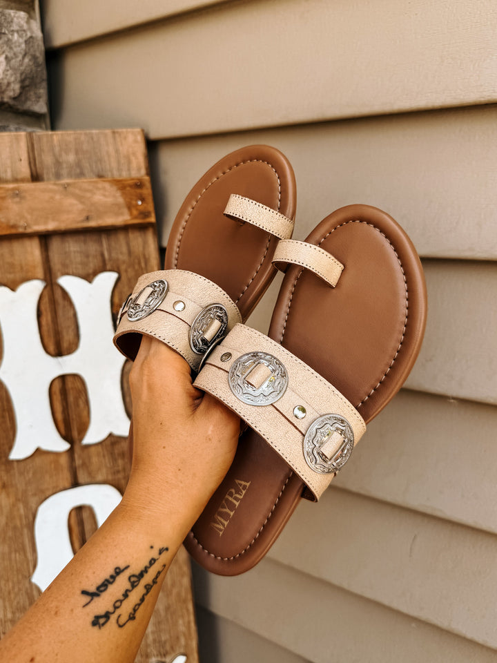 Concho Sandal: Cream