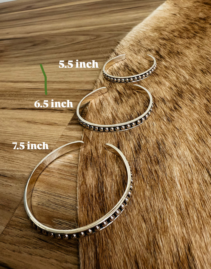 4mm Silver Beaded Cuff
