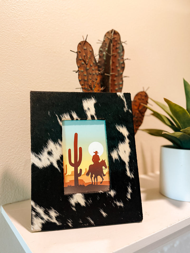 Cowhide Picture Frame: Black