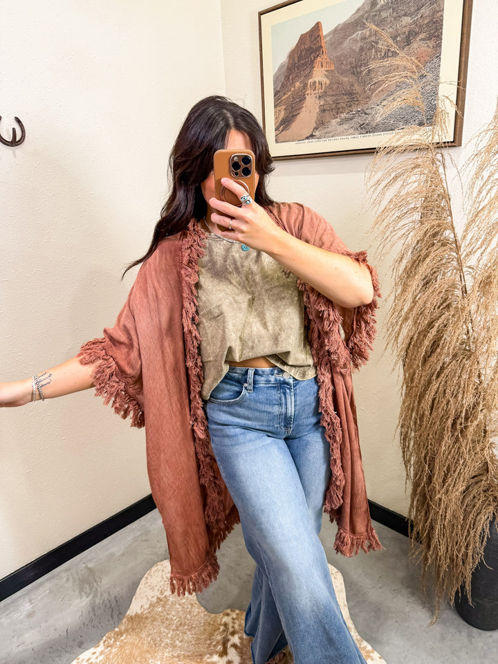 Sun-Bleached Fringe Kimono