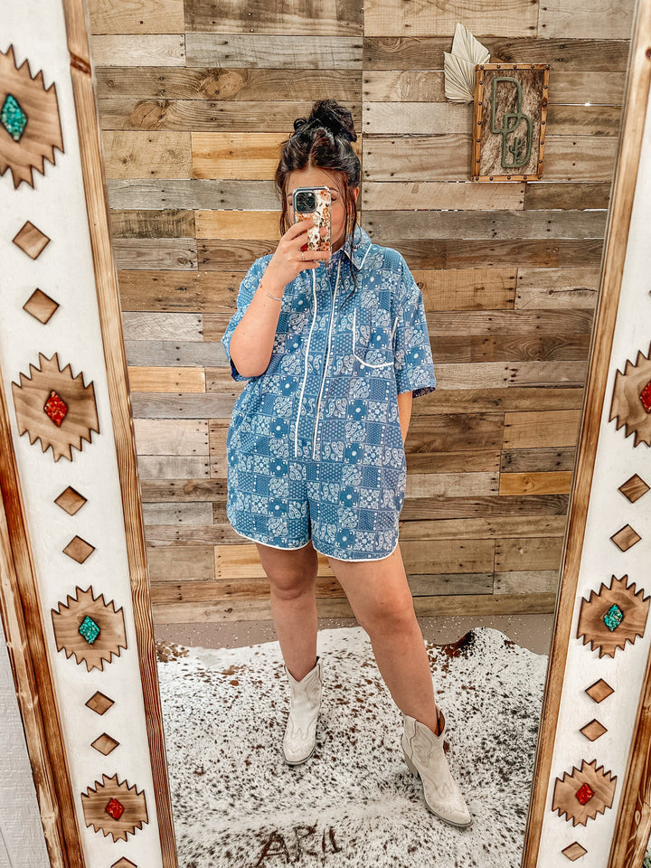 Paisley in Blue Romper