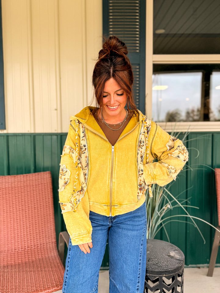 POL: Faye in Floral Zip Hoodie