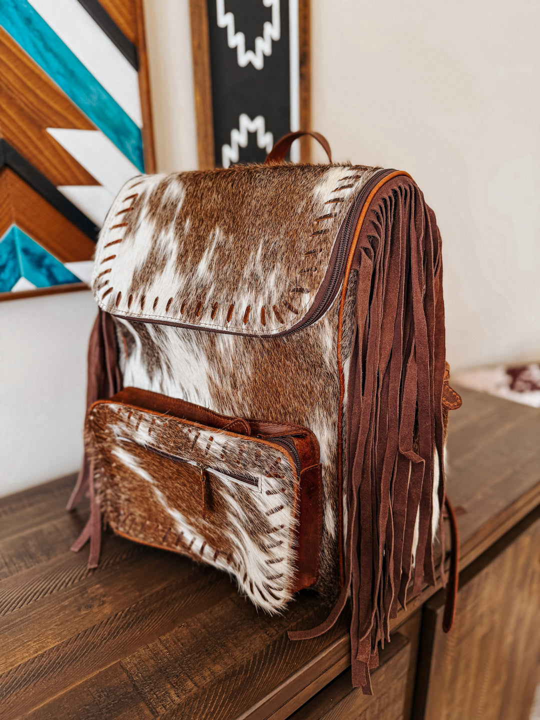 Fringed Out Cowhide Backpack #4