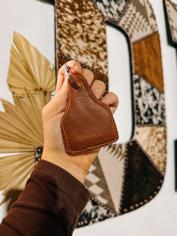 Cow Tag Cowhide Keychain