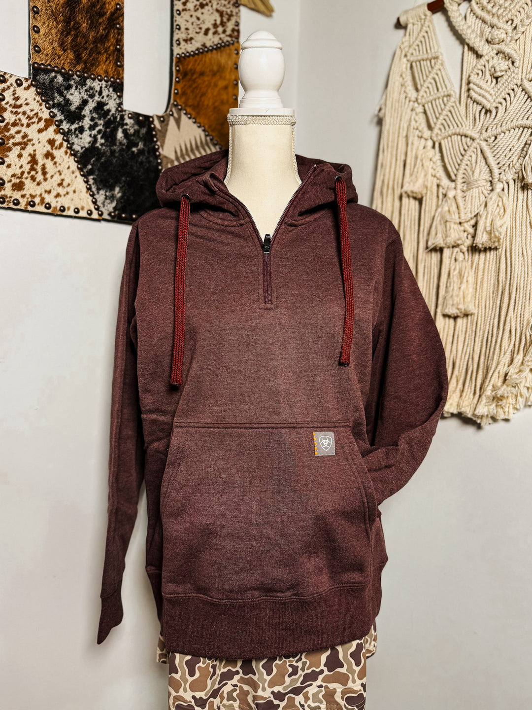 Ariat 1/2 Zip Hoodie: Burgundy